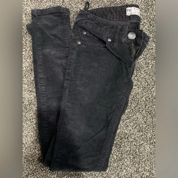 Free People Charcoal Gray Corduroy Pants - Picture 1 of 3